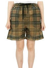 Women's Semi-Sheer Check Banding Shorts Brown - BURBERRY - BALAAN.