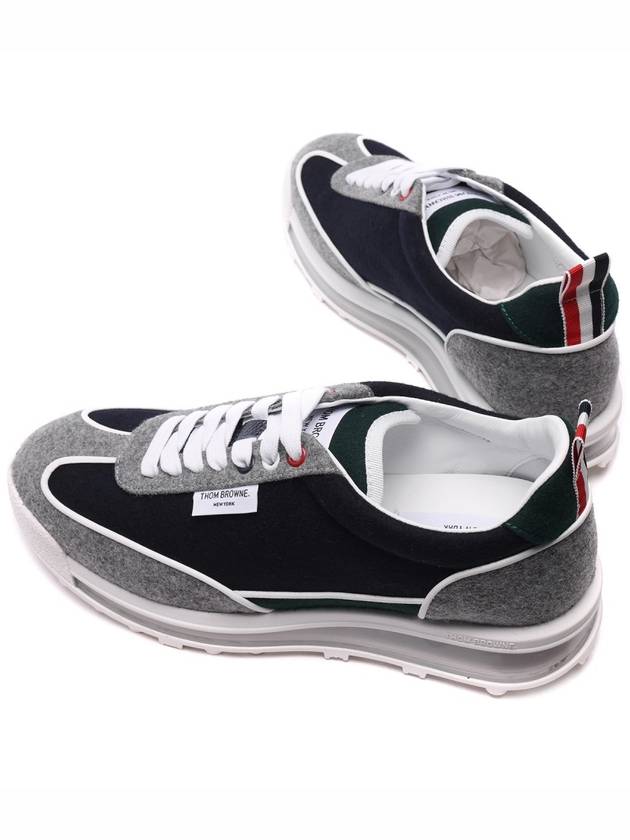 Melton Clear Sole Tech Runner Sneakers Navy Grey - THOM BROWNE - BALAAN 7