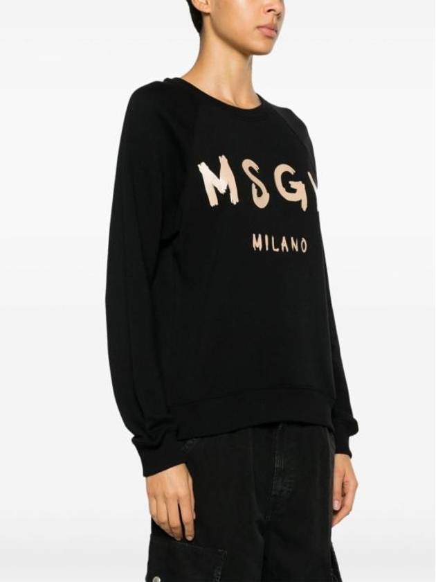 Brushed Logo Cotton Sweatshirt Black - MSGM - BALAAN 4