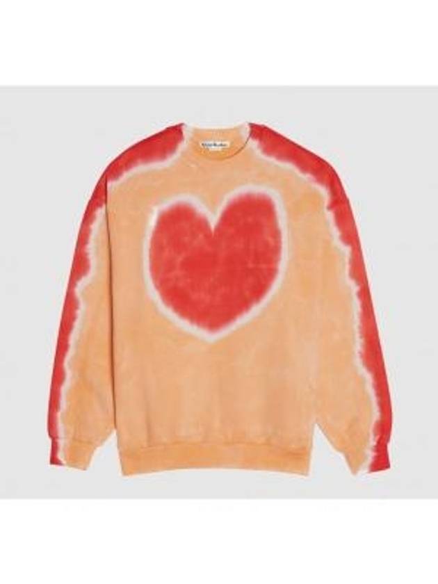 Heart Print Tie Dye Sweatshirt Orange - ACNE STUDIOS - BALAAN 2