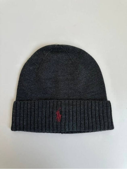 Pony Embroidered Knit Beanie Dark Grey - POLO RALPH LAUREN - BALAAN 2