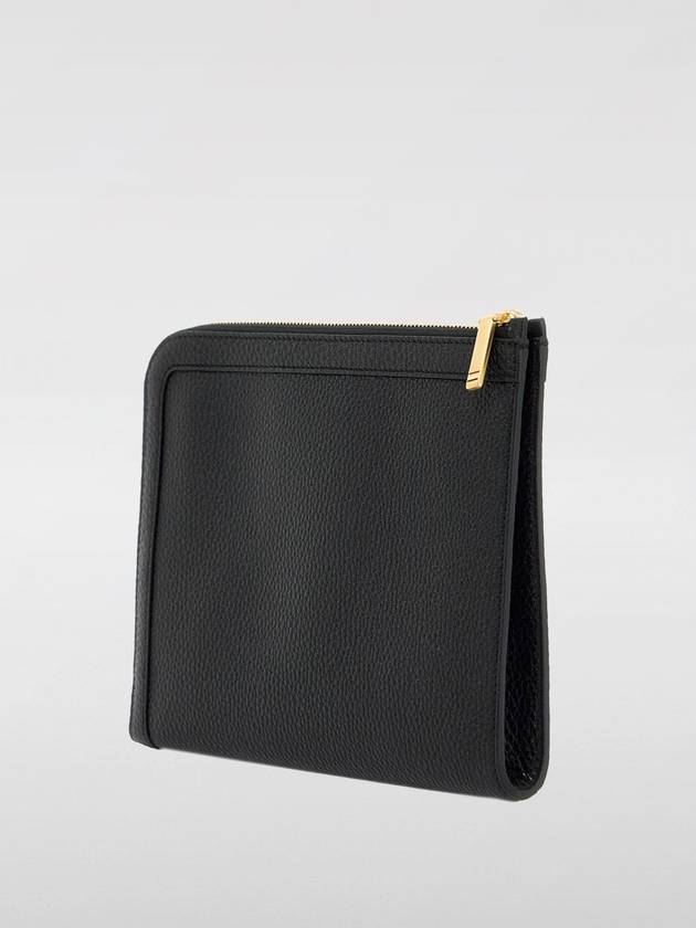 Mini Pebble Leather Gusset Clutch Bag Black - THOM BROWNE - BALAAN 3