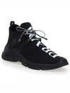 Men's Logo Knit Low Top Sneakers Black - PRADA - BALAAN.