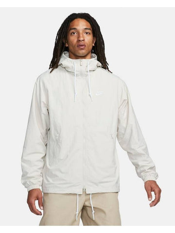 Men's Club Woven Full Zip Hooded Jacket Beige - NIKE - BALAAN 1