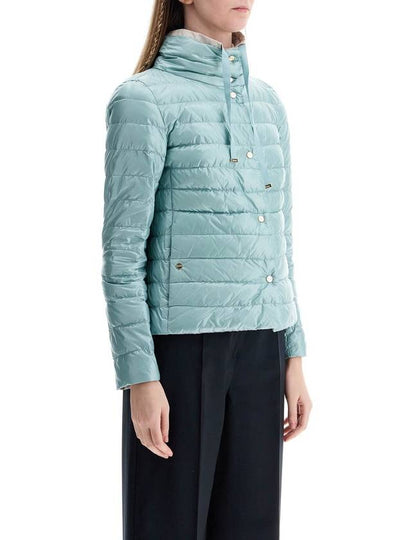 short puffer jacket in ice blue nylon with metal buttons - HERNO - BALAAN 2