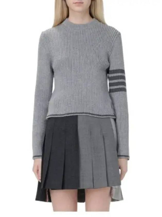 4 Bar Stripe Cable Knit Top Grey - THOM BROWNE - BALAAN 2