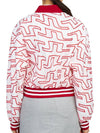 Women's Audrey Monogram Print Golf Crop Bomber Jacket Red - J.LINDEBERG - BALAAN 6