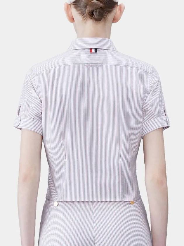 Stripe Oxford Short Sleeve Shirt Red - THOM BROWNE - BALAAN 3