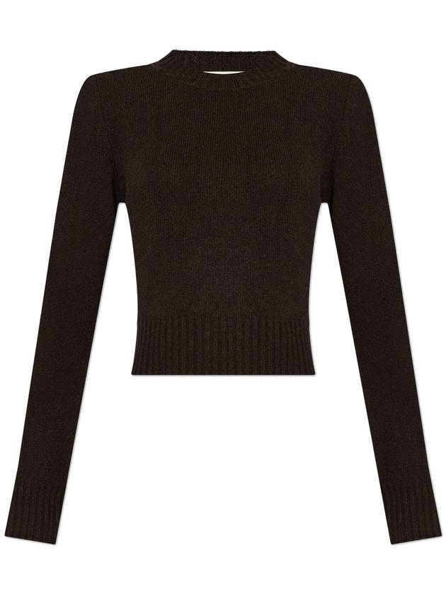 De Coeur Logo Crew Neck Cashmere Knit Top Dark Coffee - AMI - BALAAN 1