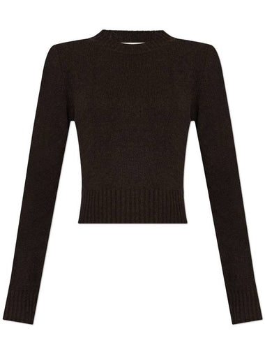 De Coeur Logo Crew Neck Cashmere Knit Top Dark Coffee - AMI - BALAAN 1