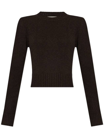 De Coeur Logo Crew Neck Cashmere Knit Top Dark Coffee - AMI - BALAAN 1