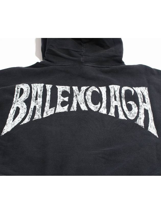 Hand-Drawn Medium Fit Hoodie Black White - BALENCIAGA - BALAAN 4