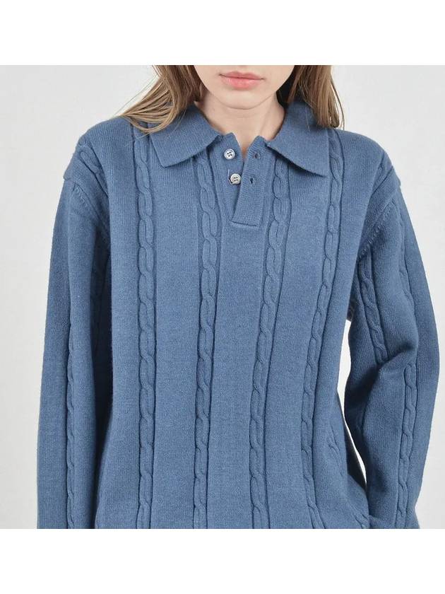 Modal Cable Collar Knit Blue - CHANCE'S NOI - BALAAN 9