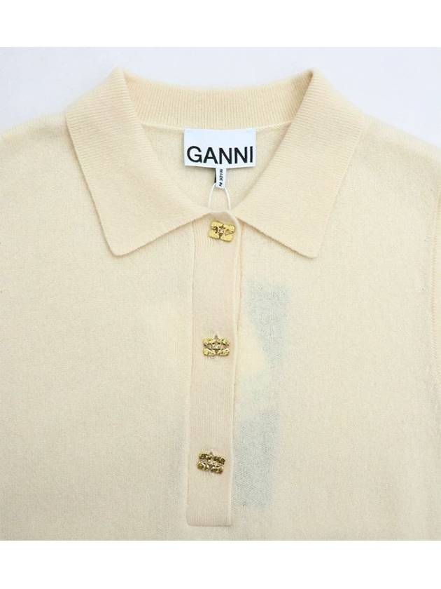 Beige collar neck sleeveless knit - GANNI - BALAAN 7