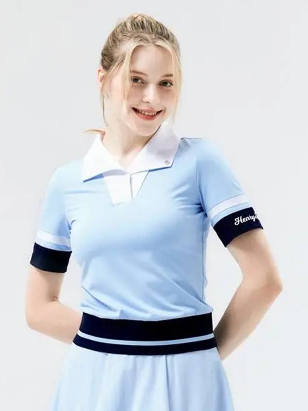 Golf Women s Band Point Collar T shirt Sky - HENRY STUART - BALAAN 2