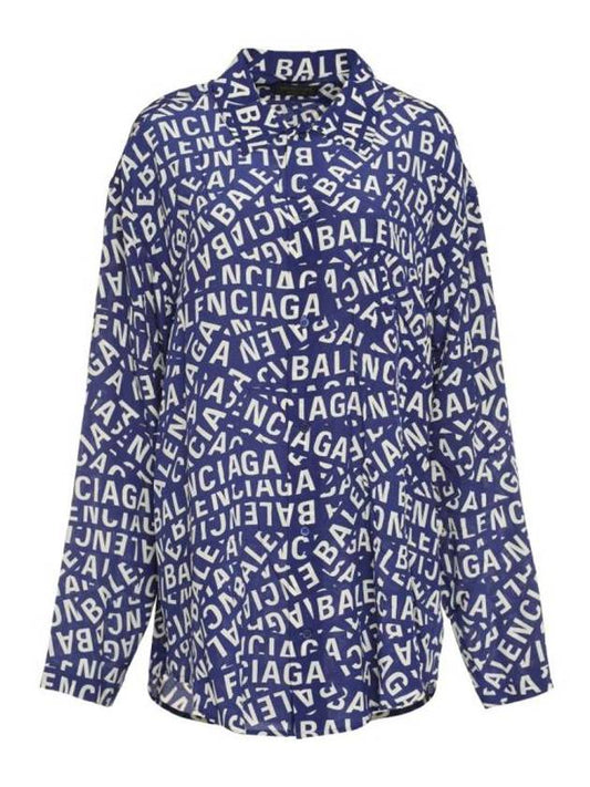 All Over Logo Shirt Blue - BALENCIAGA - BALAAN 1