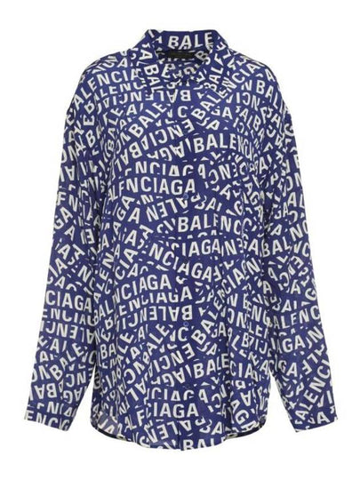 All Over Logo Shirt Blue - BALENCIAGA - BALAAN 2