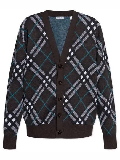 Check V-Neck Wool Mohair Blend Cardigan Snug - BURBERRY - BALAAN 2