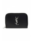 Monogram Zipper Silver Card Wallet Black - SAINT LAURENT - BALAAN 2