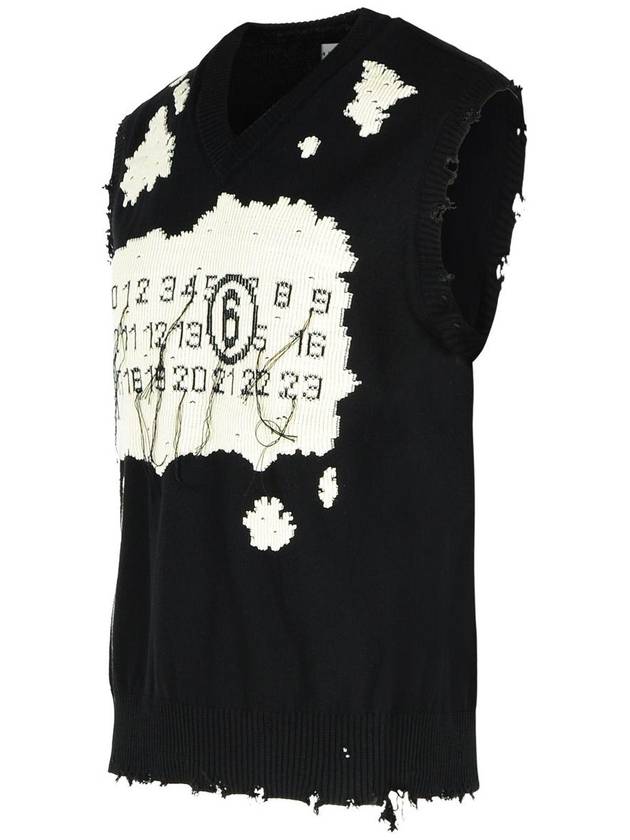 Mm6 Maison Margiela 'Bleached' Black Cotton Vest - MAISON MARGIELA - BALAAN 2