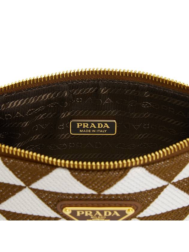 Embroidered Jacquard Fabric Mini Bag Beige Brown - PRADA - BALAAN 11