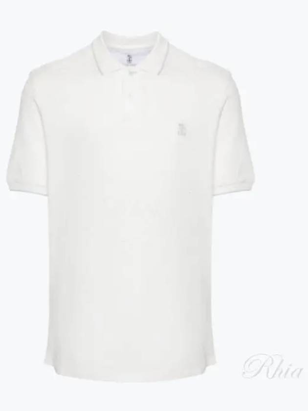 Embroidered Logo Short Sleeve Polo Shirt White - BRUNELLO CUCINELLI - BALAAN 2