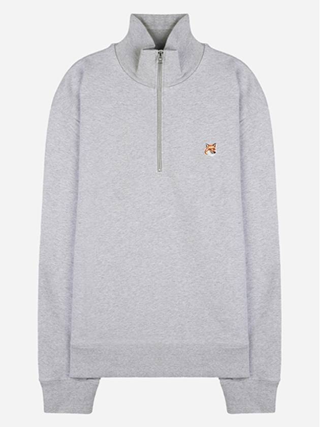 Fox Head Patch Half Zipper Sweatshirt Light Grey Melange - MAISON KITSUNE - BALAAN 2