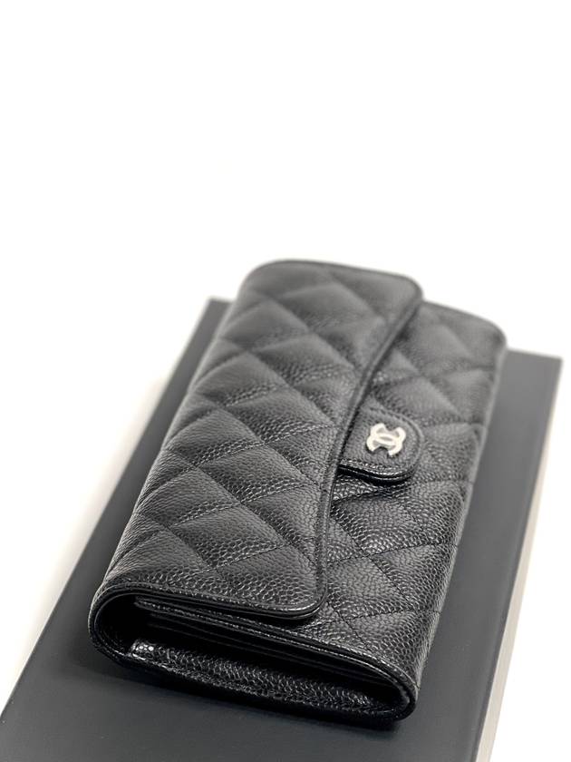 24 Years Classic Caviar Long Wallet Black Silver AP0241 Knockknock - CHANEL - BALAAN 4