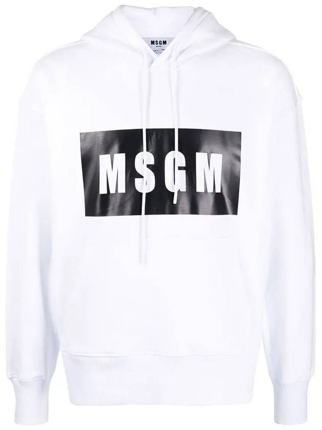 Box Logo Print Cotton Hoodie White - MSGM - BALAAN 3