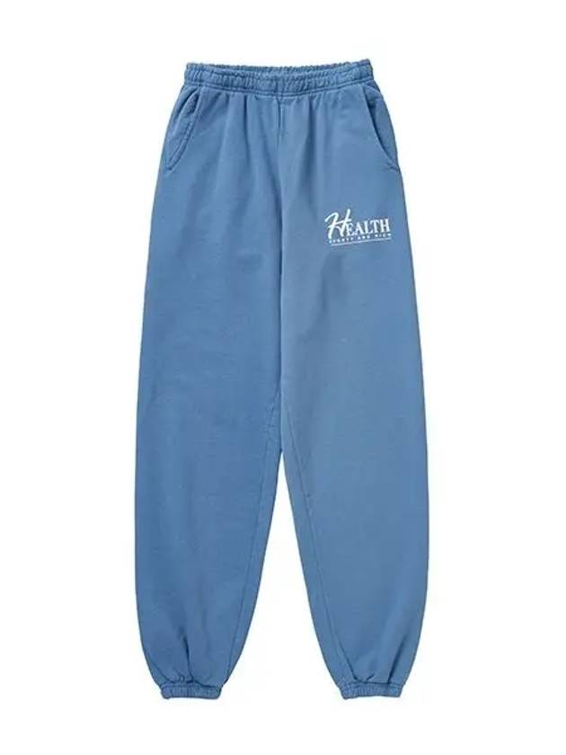 Slogan Print Big H Cotton Track Pants Blue - SPORTY & RICH - BALAAN 3