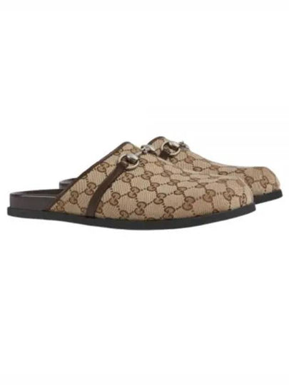 Men s Horsebit GG Canvas Slippers Beige - GUCCI - BALAAN 2