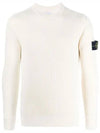 Wappen Patch Crew Neck Ribbed Wool Knit Top Beige - STONE ISLAND - BALAAN 3