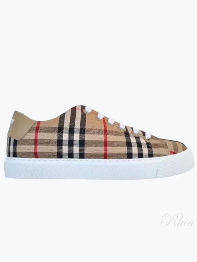 Vintage Check and Leather Sneakers Archive Beige - BURBERRY - BALAAN 2