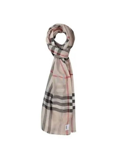 Check Wool Silk Blend Scarf Beige - BURBERRY - BALAAN 2