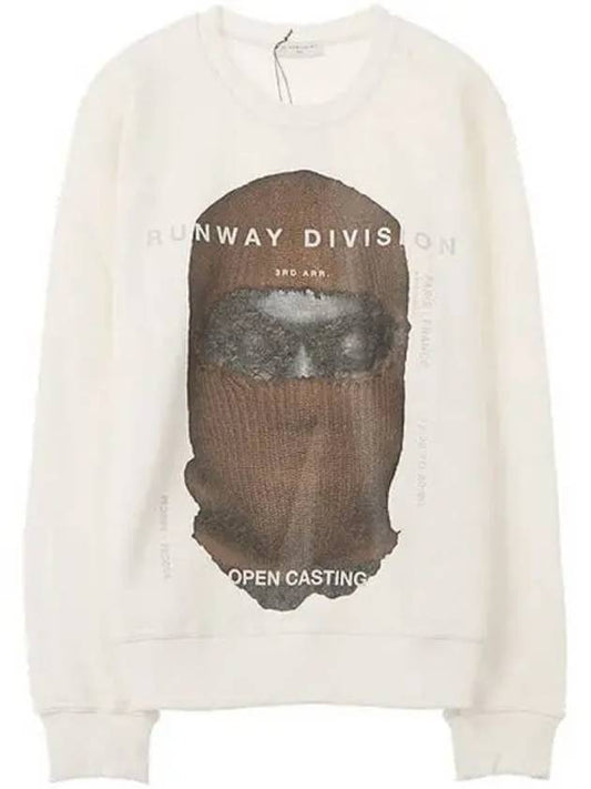 NCW19242 081 Kanye mask printing crew neck white camel men s sweatshirt TR 270887 - IH NOM UH NIT - BALAAN 1