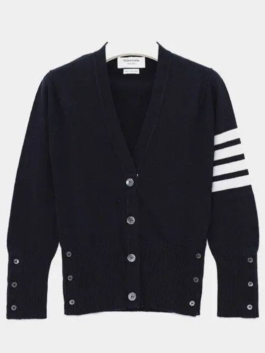 4-Bar V-Neck Cashmere Cardigan Navy - THOM BROWNE - BALAAN 2