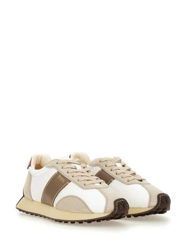 T Vintage Leather Technical Fabric Low Top Sneakers Beige - TOD'S - BALAAN 3