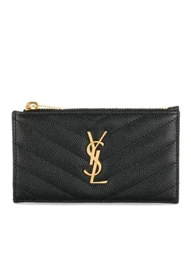 607915 Monogram Fragment Zipper Card Wallet 1207583 - SAINT LAURENT - BALAAN 1