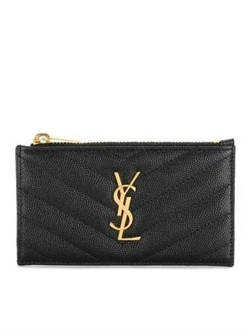 607915 Monogram Fragment Zipper Card Wallet 1207583 - SAINT LAURENT - BALAAN 1