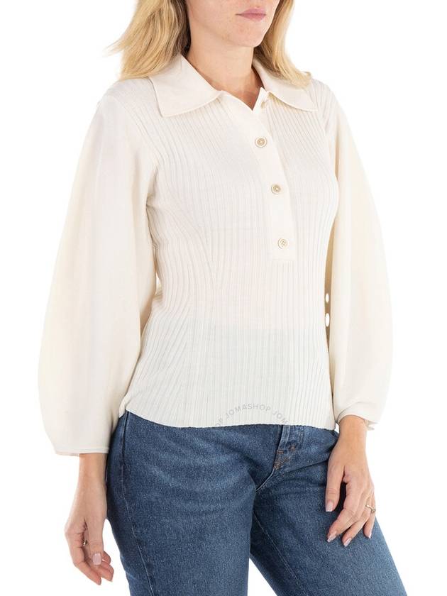 Chloe Ladies Iconic Milk Balloon-Sleeve Polo Jumper, Size Large - CHLOE - BALAAN 3