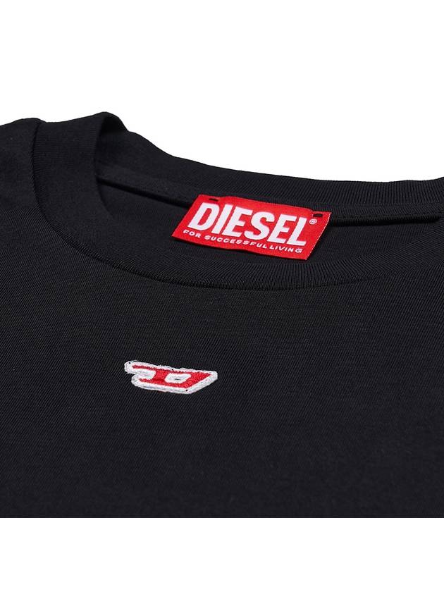 T Leg D Regular Fit Cotton Short Sleeve T-Shirt Black - DIESEL - BALAAN 4