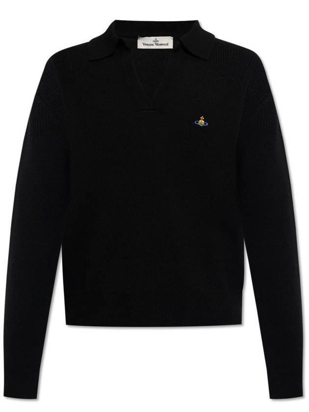 Football Polo Wool Knit Top Black - VIVIENNE WESTWOOD - BALAAN 2