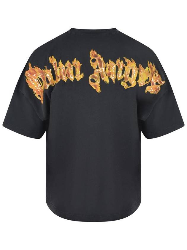 Oversized Burning Short Sleeve T Shirt Black - PALM ANGELS - BALAAN 4