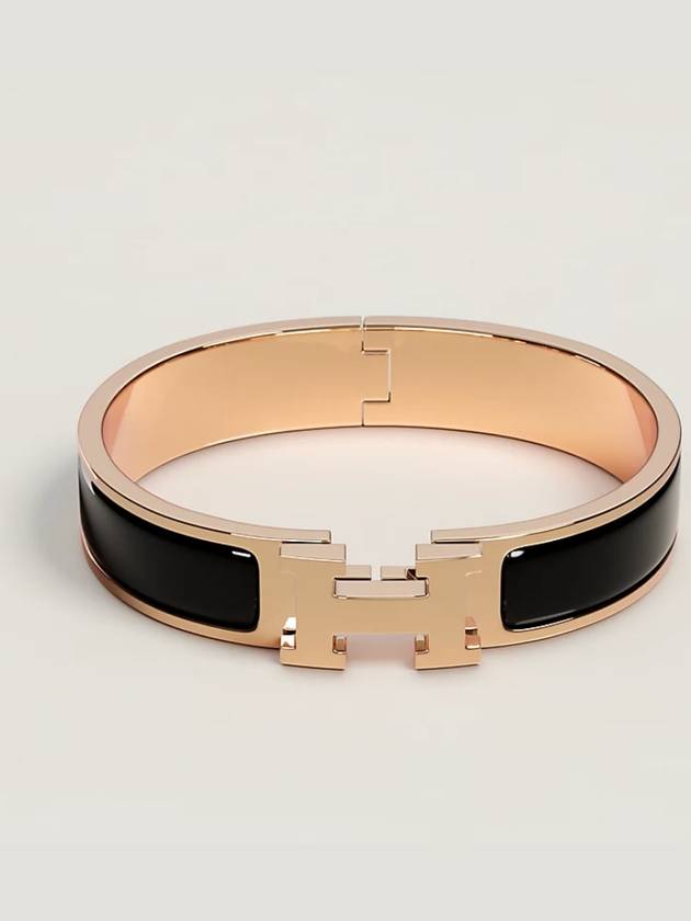 Clic H Bracelet Rose Gold Noir - HERMES - BALAAN 2