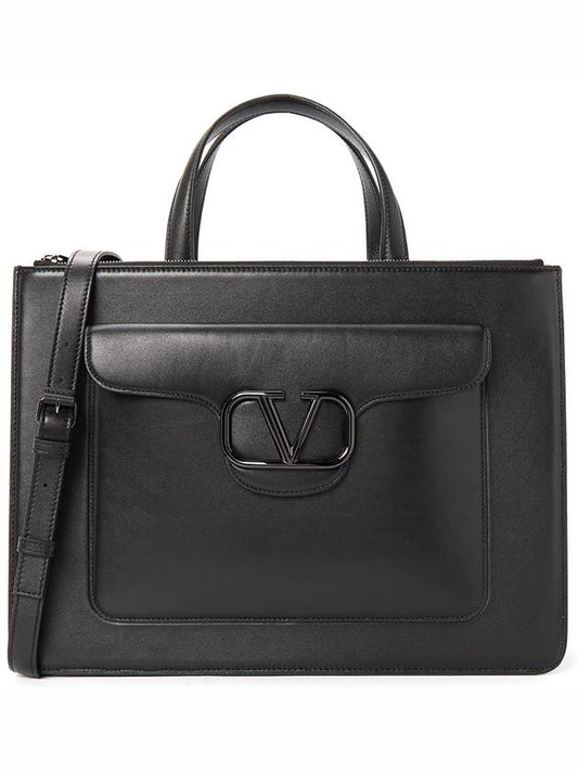 V logo tote bag black - VALENTINO - BALAAN 2