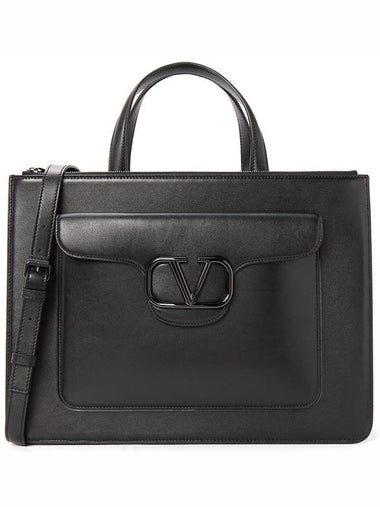 V Logo Brief Case Black - VALENTINO - BALAAN 1