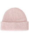 Logo Patch Knit Beanie Pink - GANNI - BALAAN 3