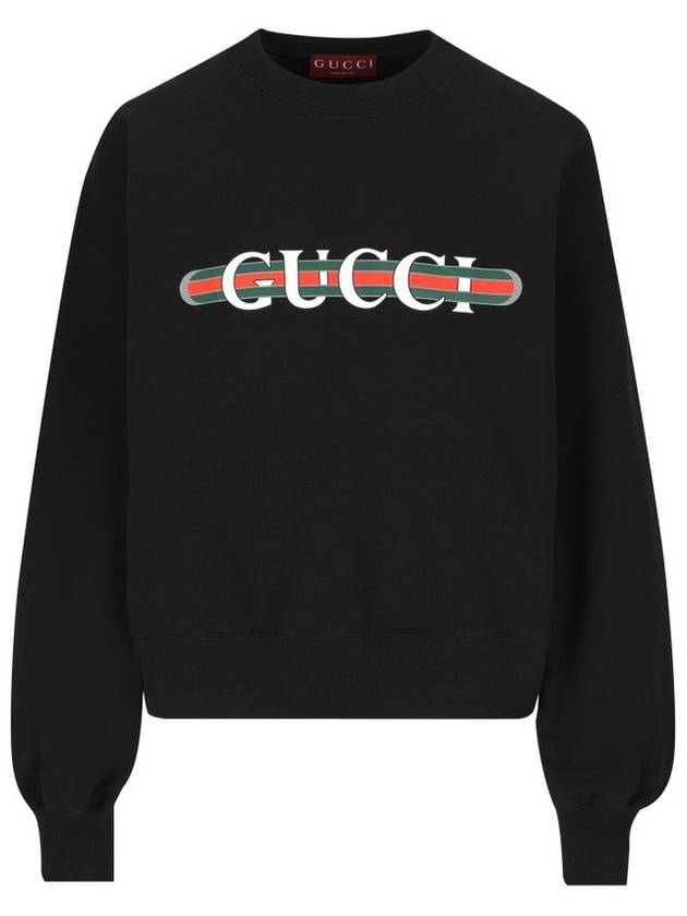 Print Cotton Jersey Sweatshirt Black - GUCCI - BALAAN 2