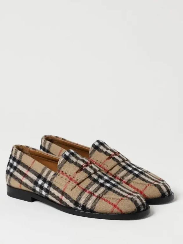 Check Wool Felt Loafers Beige - BURBERRY - BALAAN 3