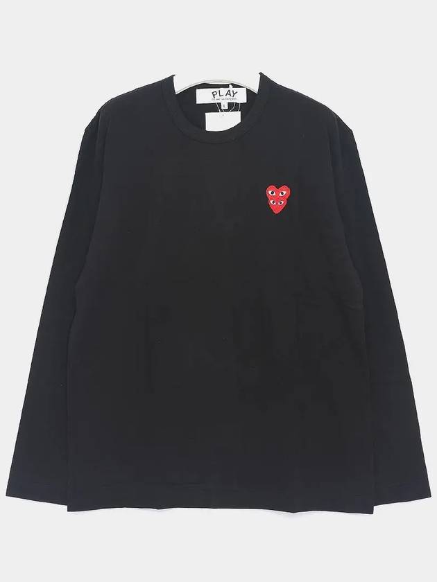 Double Heart Wappen Long Sleeve T-Shirt Black - COMME DES GARCONS - BALAAN 3